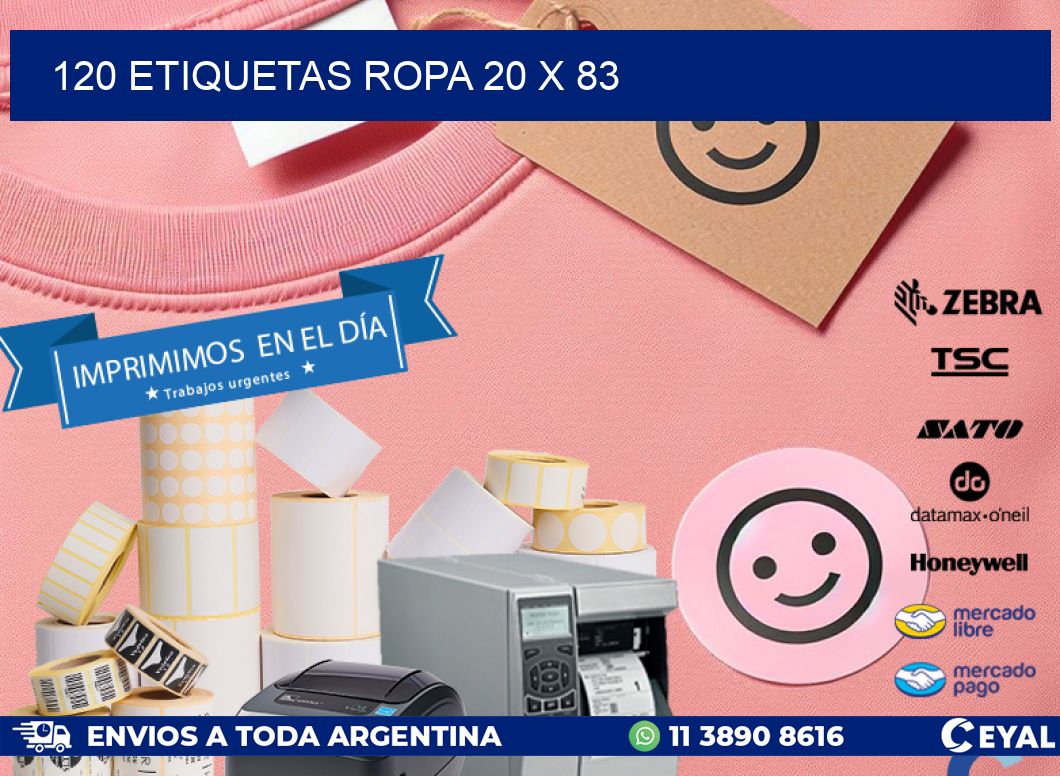 120 ETIQUETAS ROPA 20 x 83