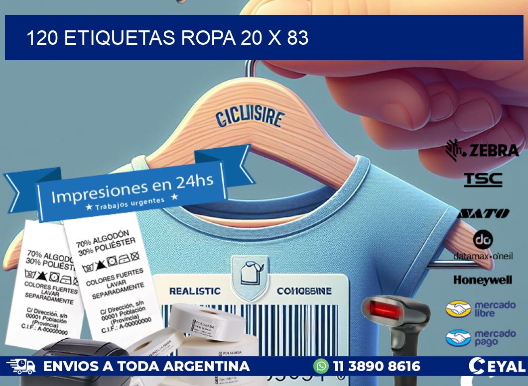 120 ETIQUETAS ROPA 20 x 83