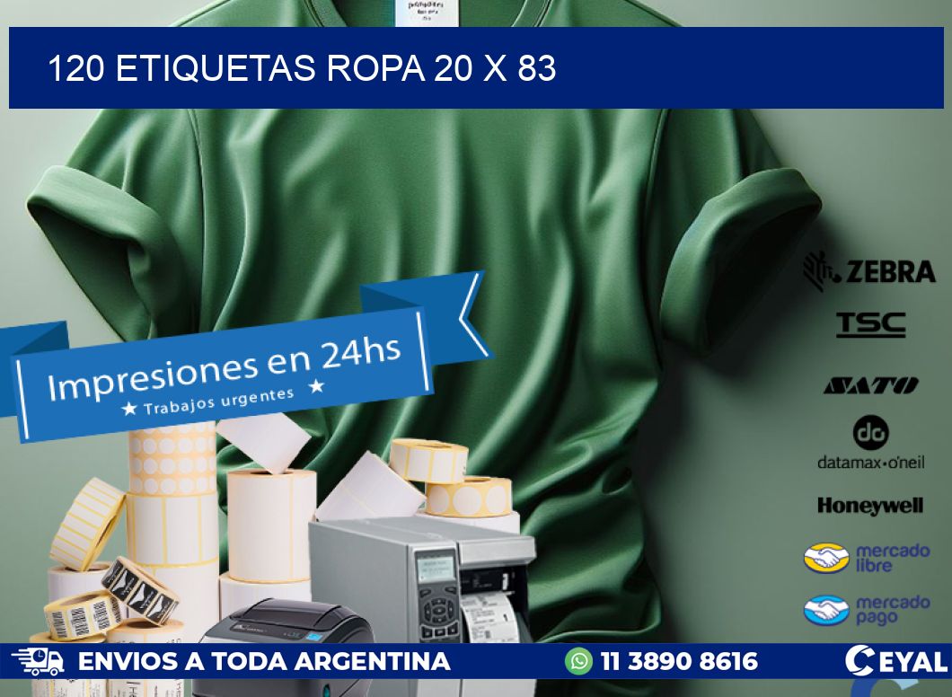 120 ETIQUETAS ROPA 20 x 83