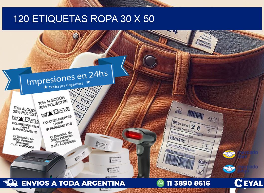 120 ETIQUETAS ROPA 30 x 50