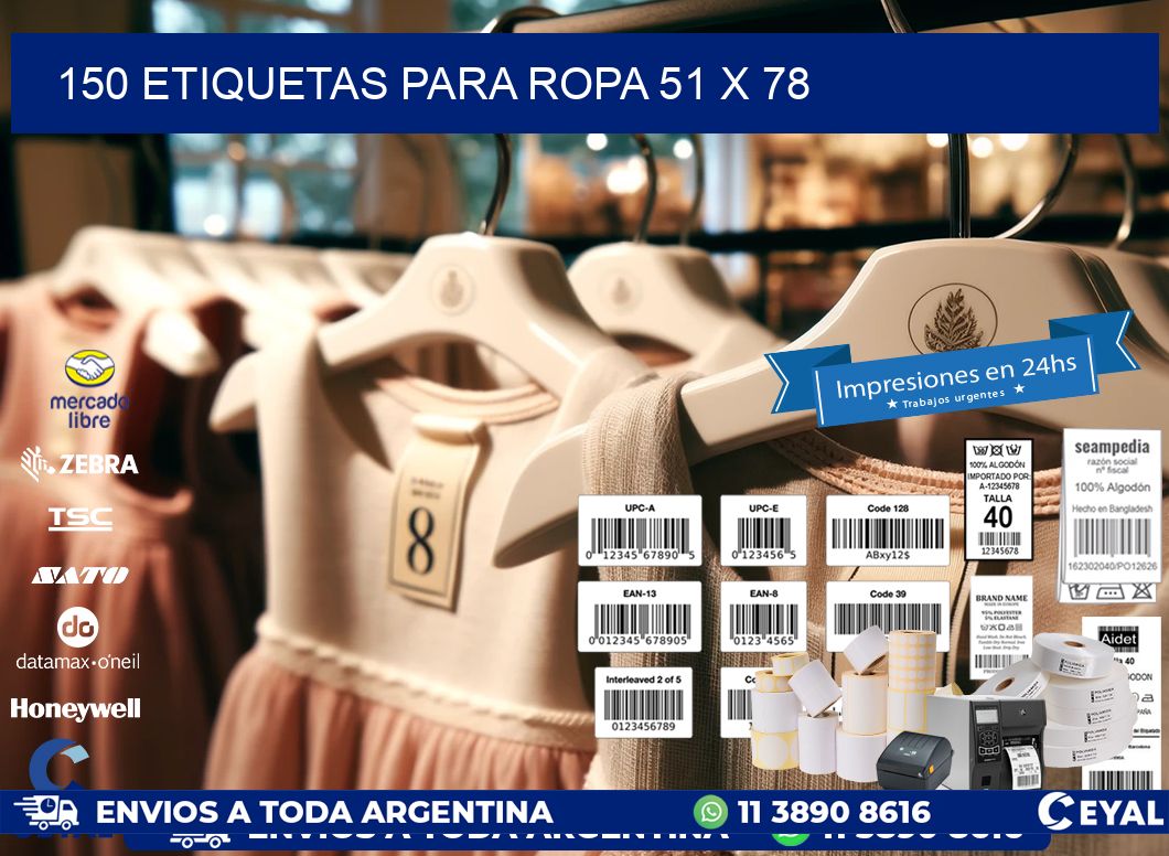 150 ETIQUETAS PARA ROPA 51 x 78