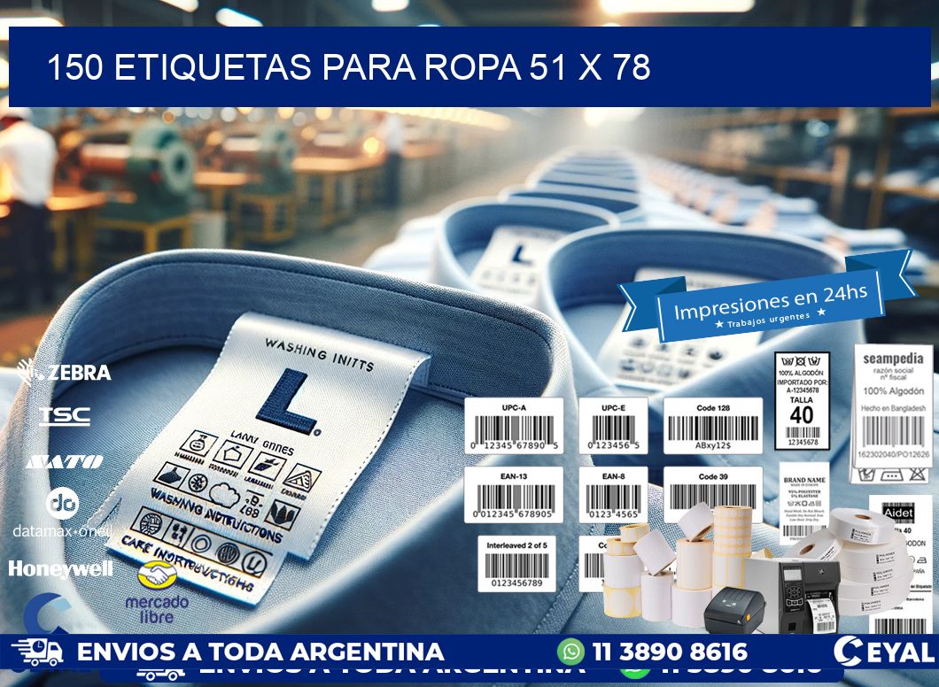 150 ETIQUETAS PARA ROPA 51 x 78
