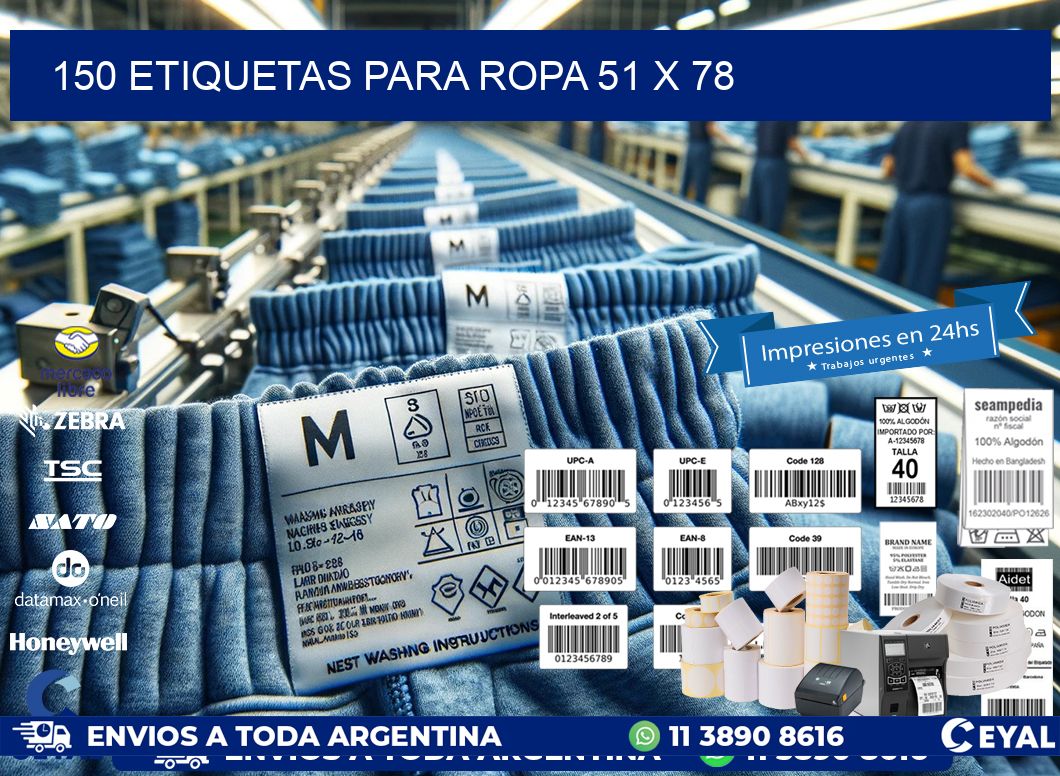 150 ETIQUETAS PARA ROPA 51 x 78