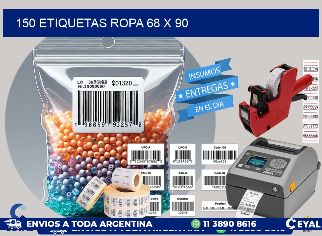 150 ETIQUETAS ROPA 68 x 90