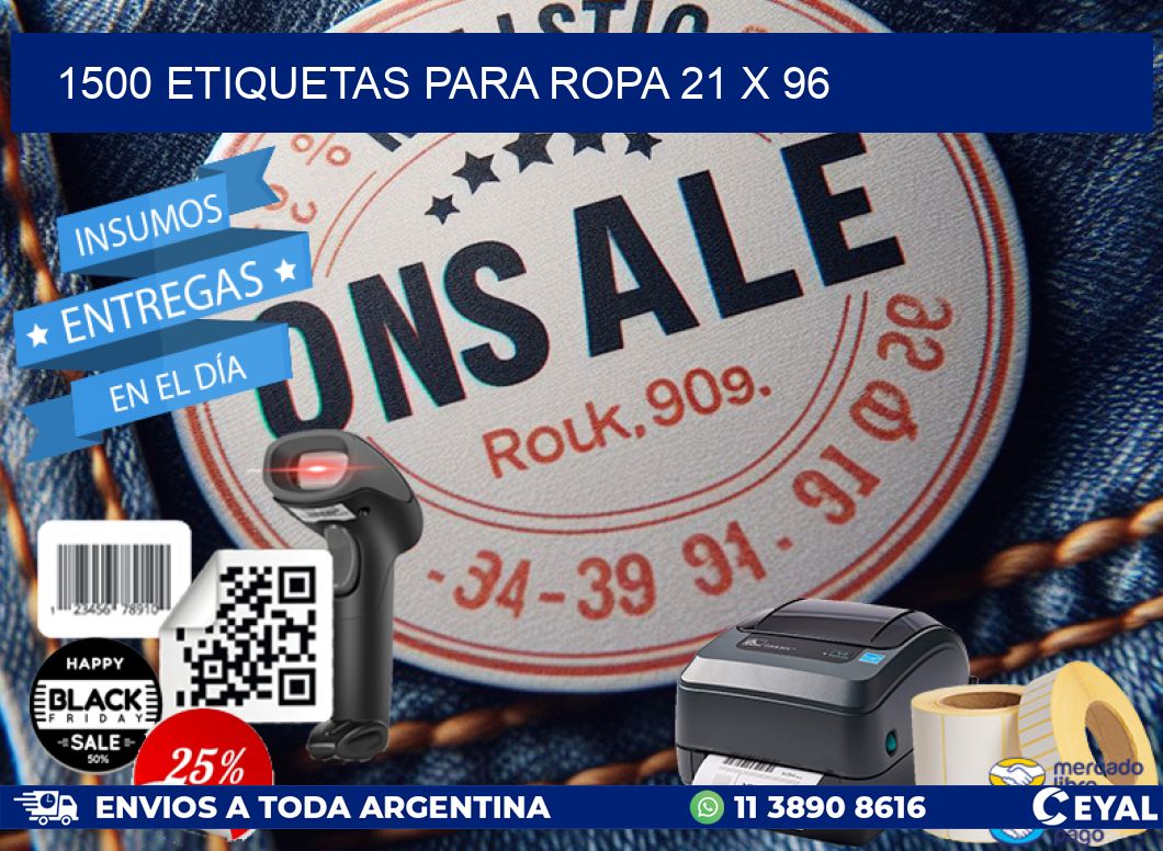 1500 ETIQUETAS PARA ROPA 21 x 96