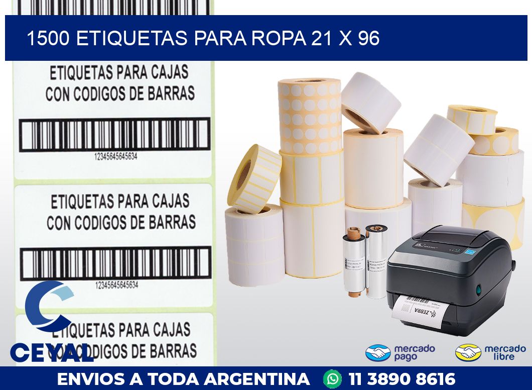 1500 ETIQUETAS PARA ROPA 21 x 96