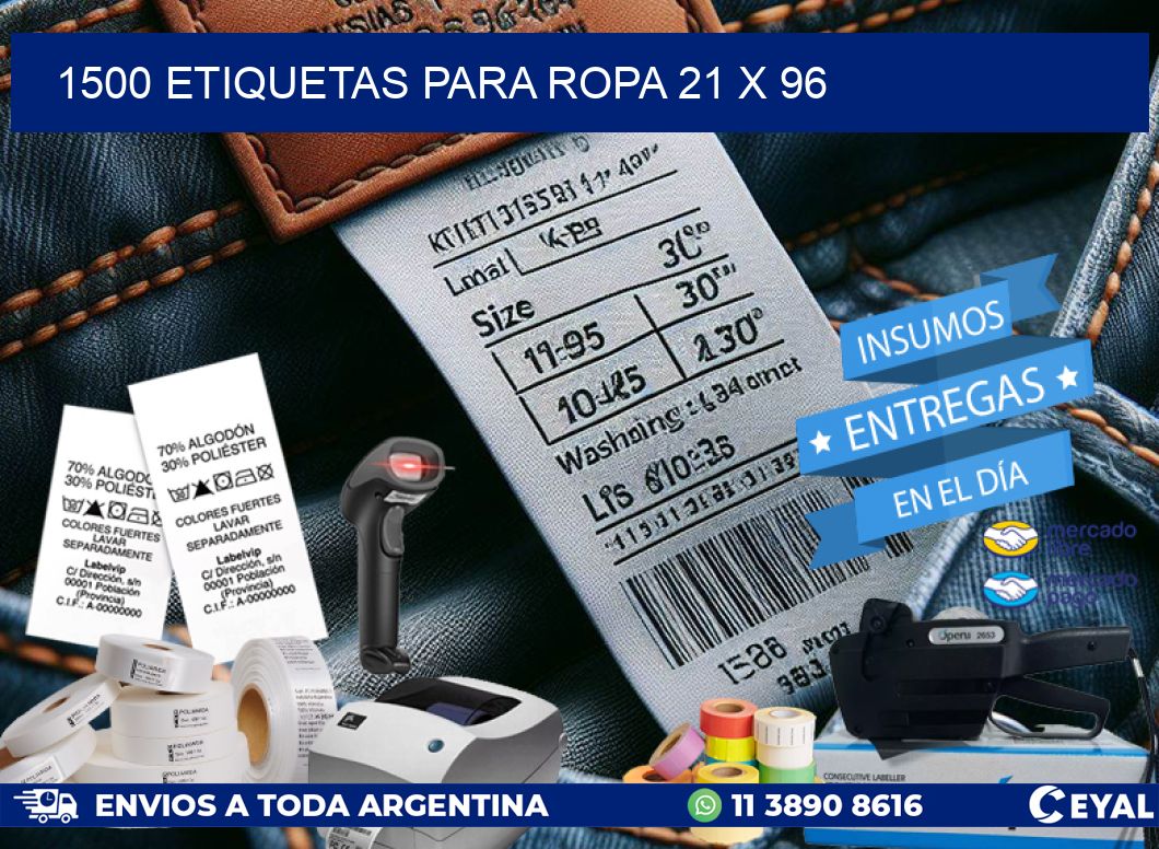 1500 ETIQUETAS PARA ROPA 21 x 96