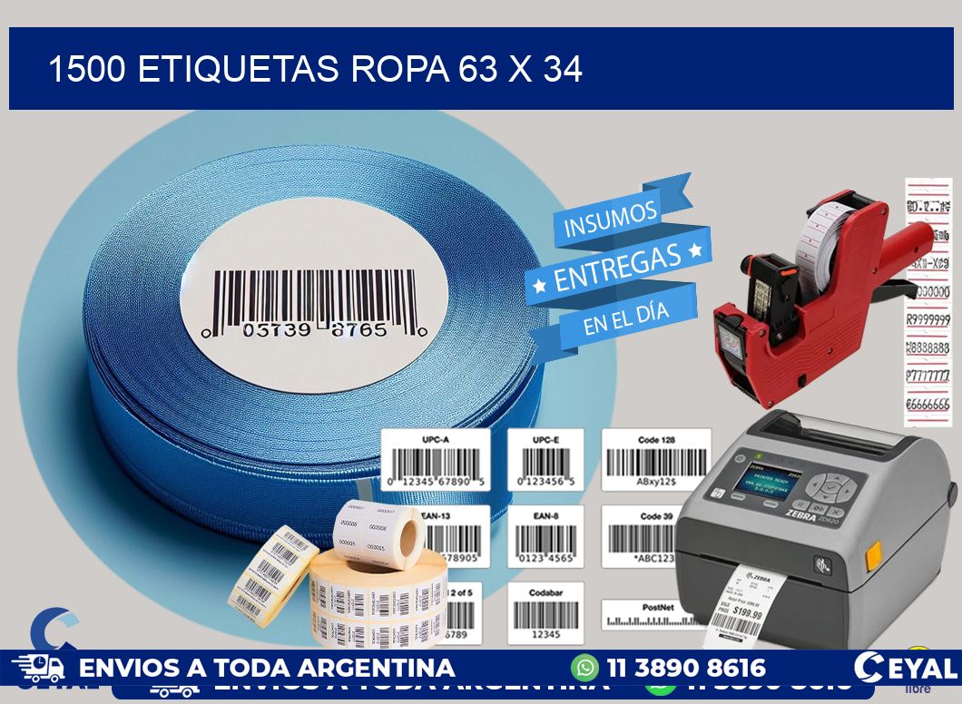1500 ETIQUETAS ROPA 63 x 34