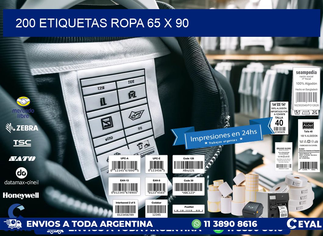 200 ETIQUETAS ROPA 65 x 90