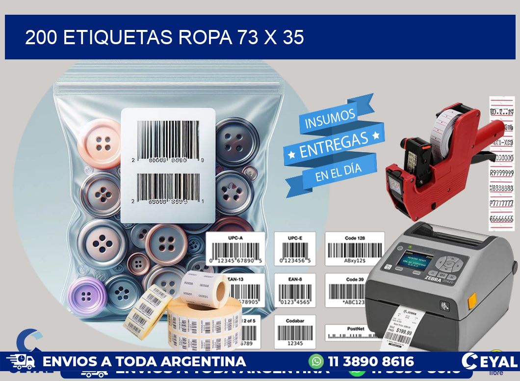 200 ETIQUETAS ROPA 73 x 35