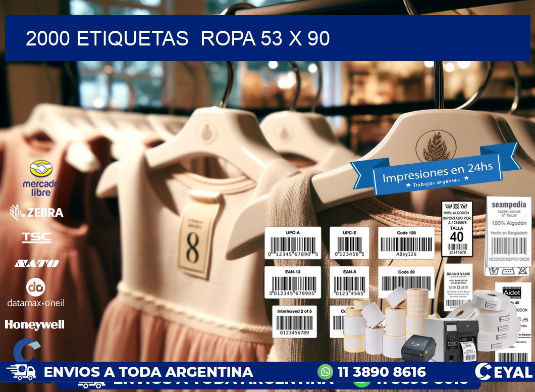 2000 ETIQUETAS  ROPA 53 x 90