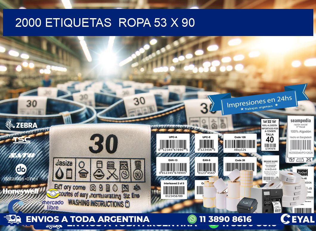 2000 ETIQUETAS  ROPA 53 x 90