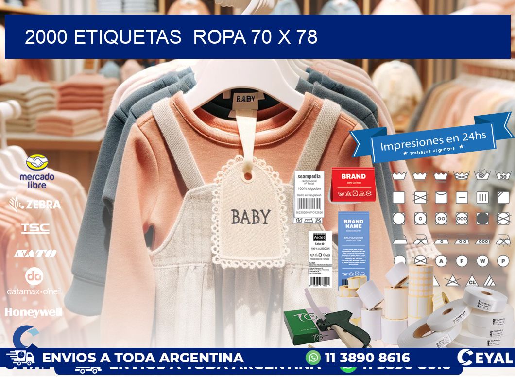 2000 ETIQUETAS  ROPA 70 x 78
