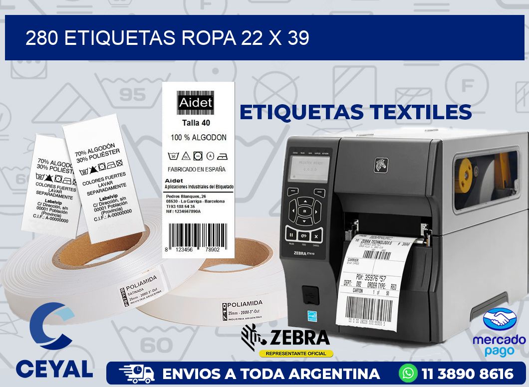 280 ETIQUETAS ROPA 22 x 39