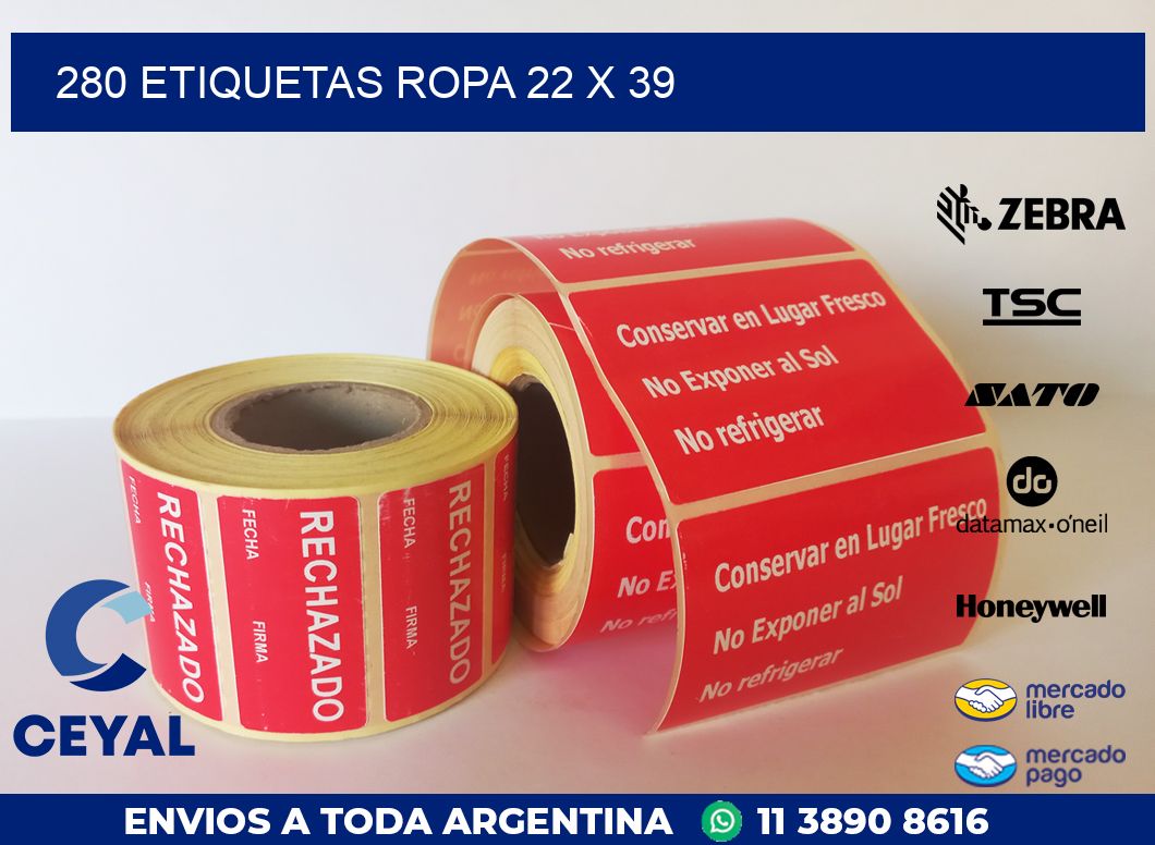 280 ETIQUETAS ROPA 22 x 39