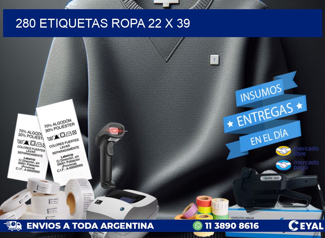 280 ETIQUETAS ROPA 22 x 39
