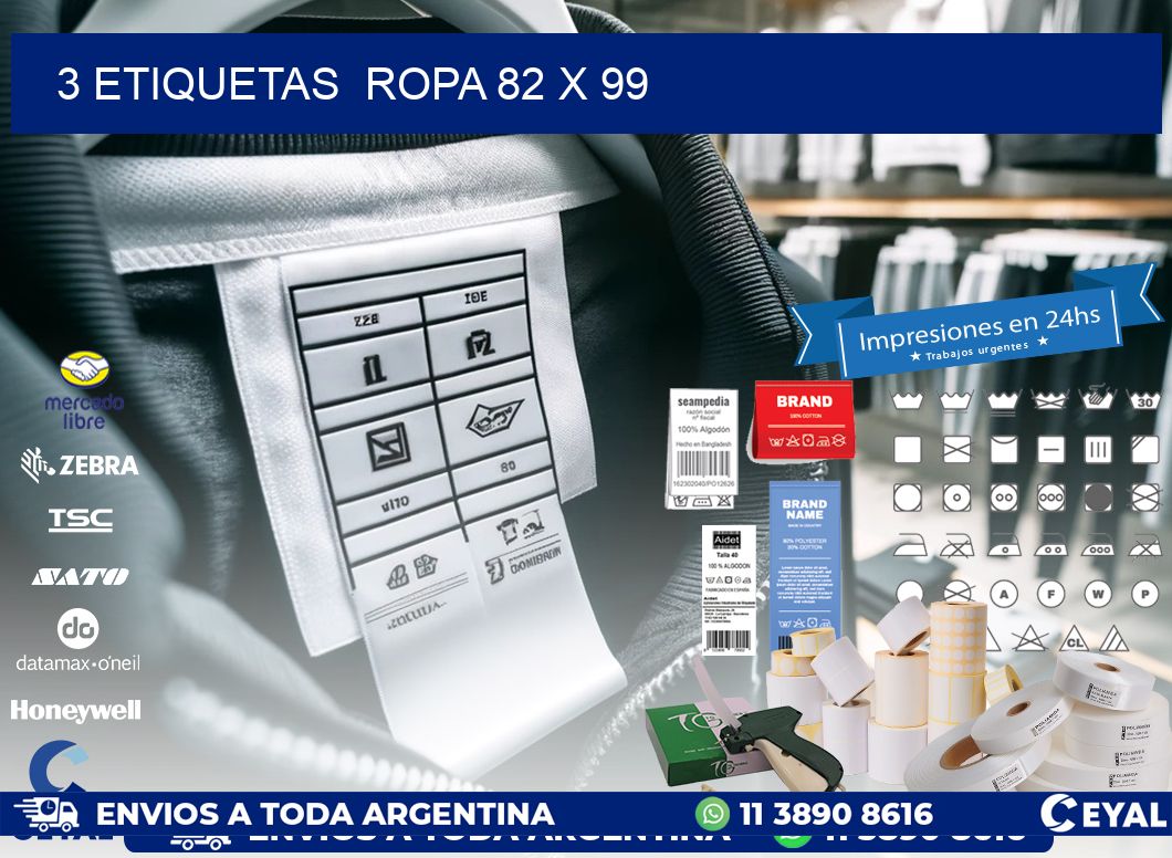 3 ETIQUETAS  ROPA 82 x 99