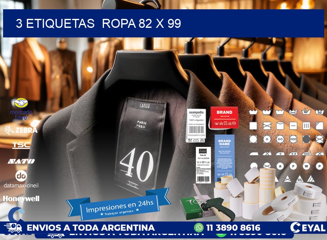3 ETIQUETAS  ROPA 82 x 99