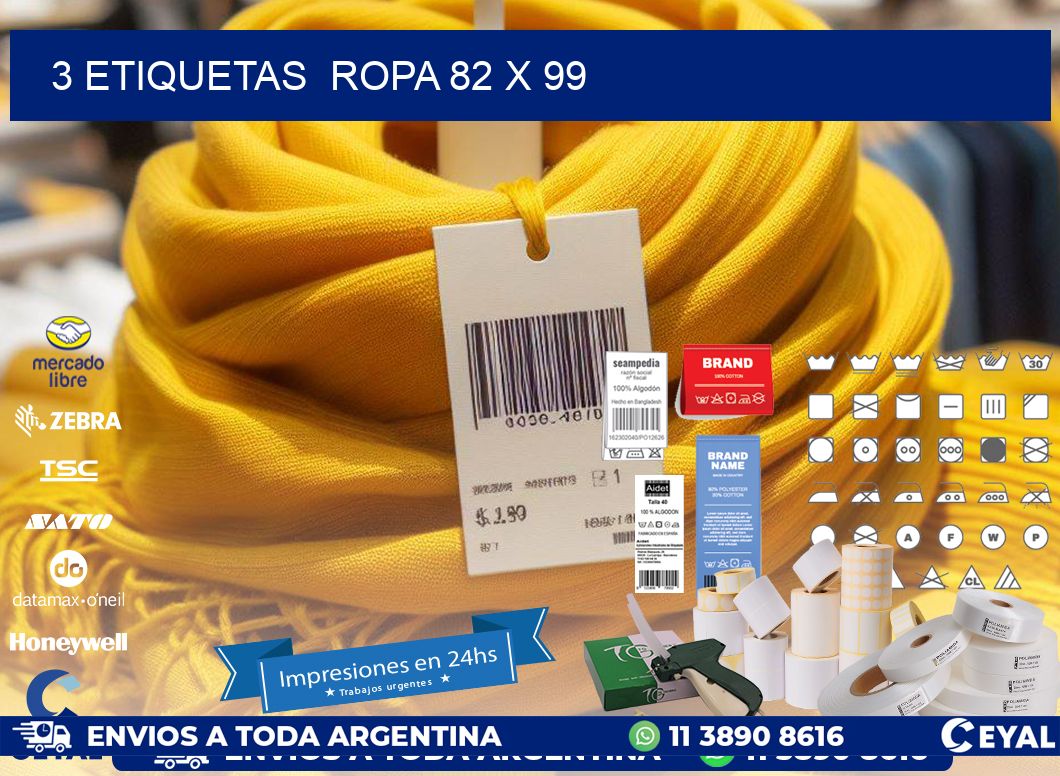 3 ETIQUETAS  ROPA 82 x 99