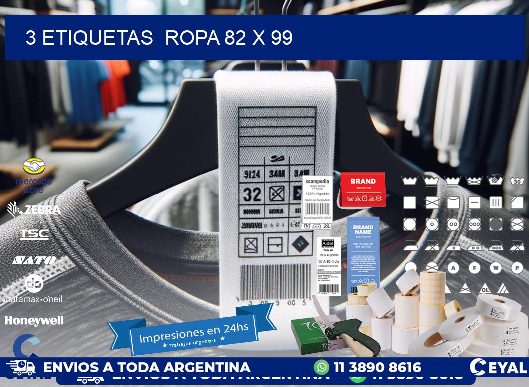 3 ETIQUETAS  ROPA 82 x 99