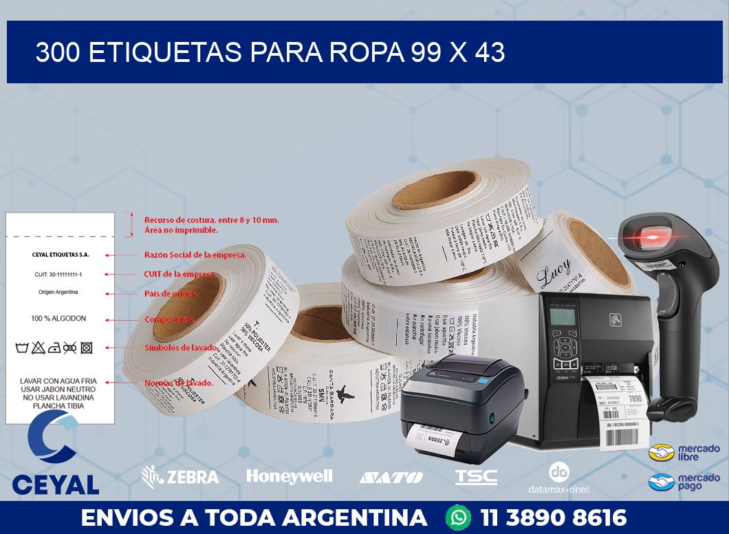 300 ETIQUETAS PARA ROPA 99 x 43