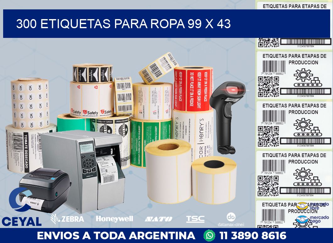300 ETIQUETAS PARA ROPA 99 x 43
