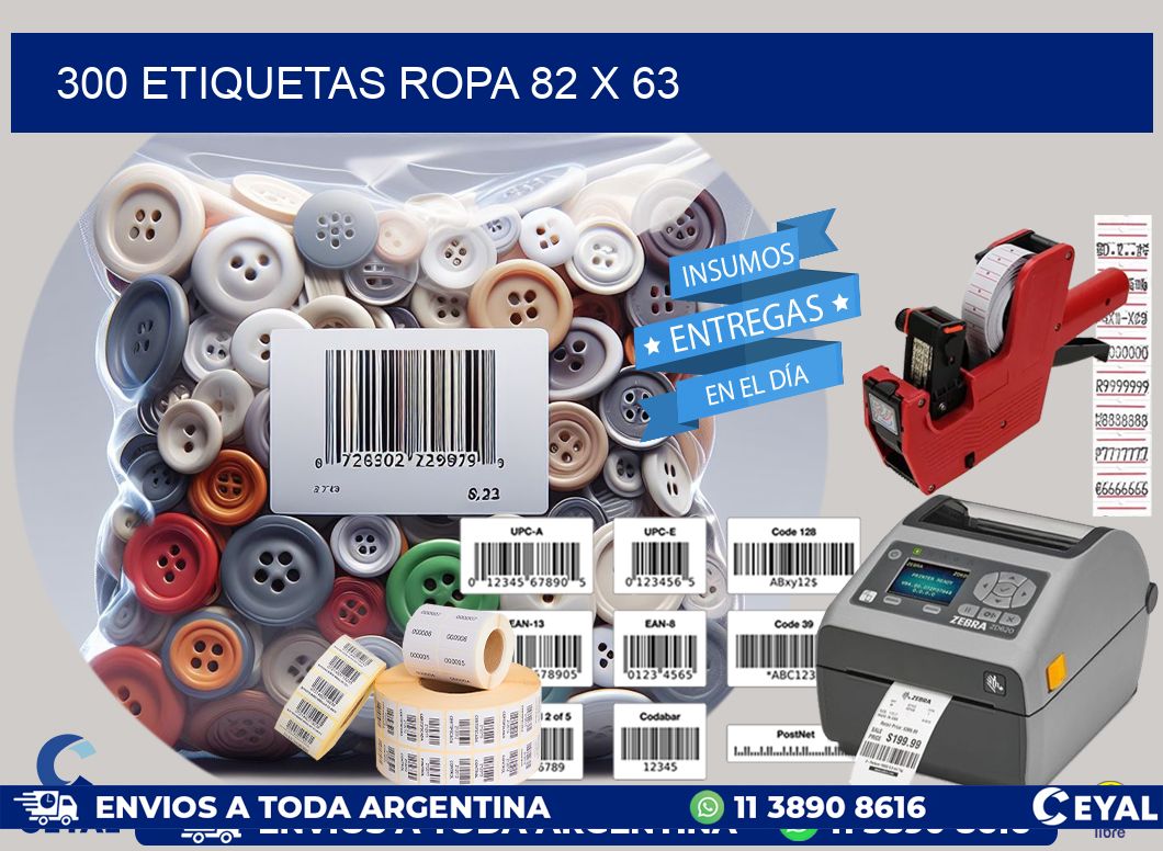 300 ETIQUETAS ROPA 82 x 63