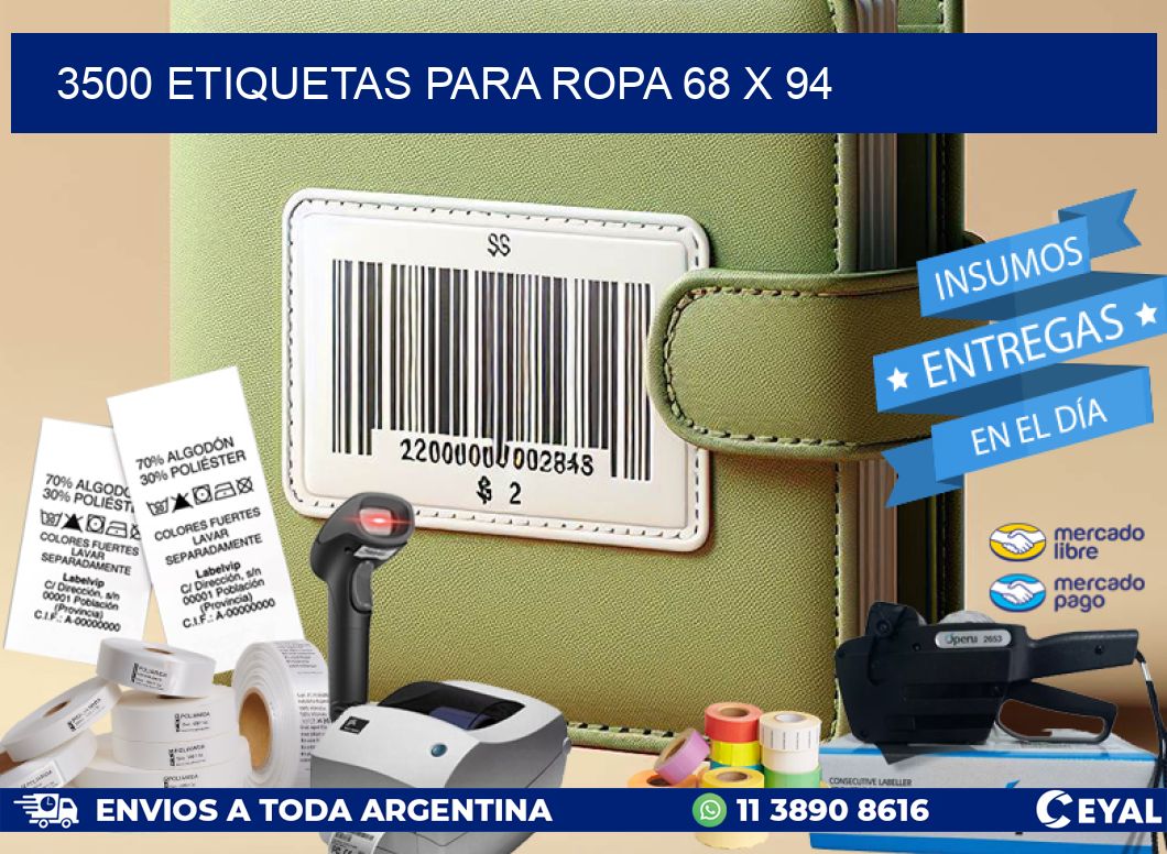 3500 ETIQUETAS PARA ROPA 68 x 94