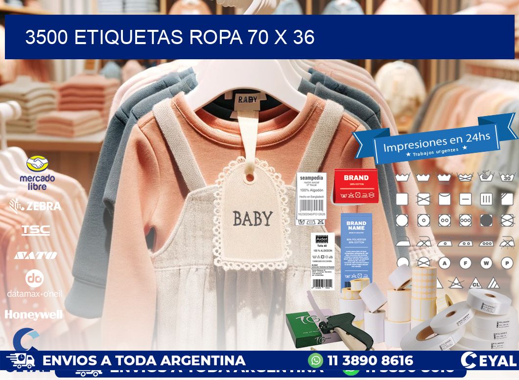 3500 ETIQUETAS ROPA 70 x 36