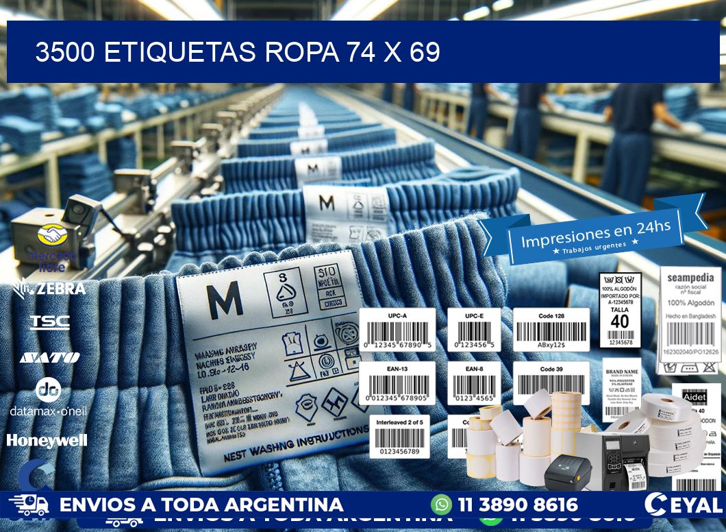 3500 ETIQUETAS ROPA 74 x 69