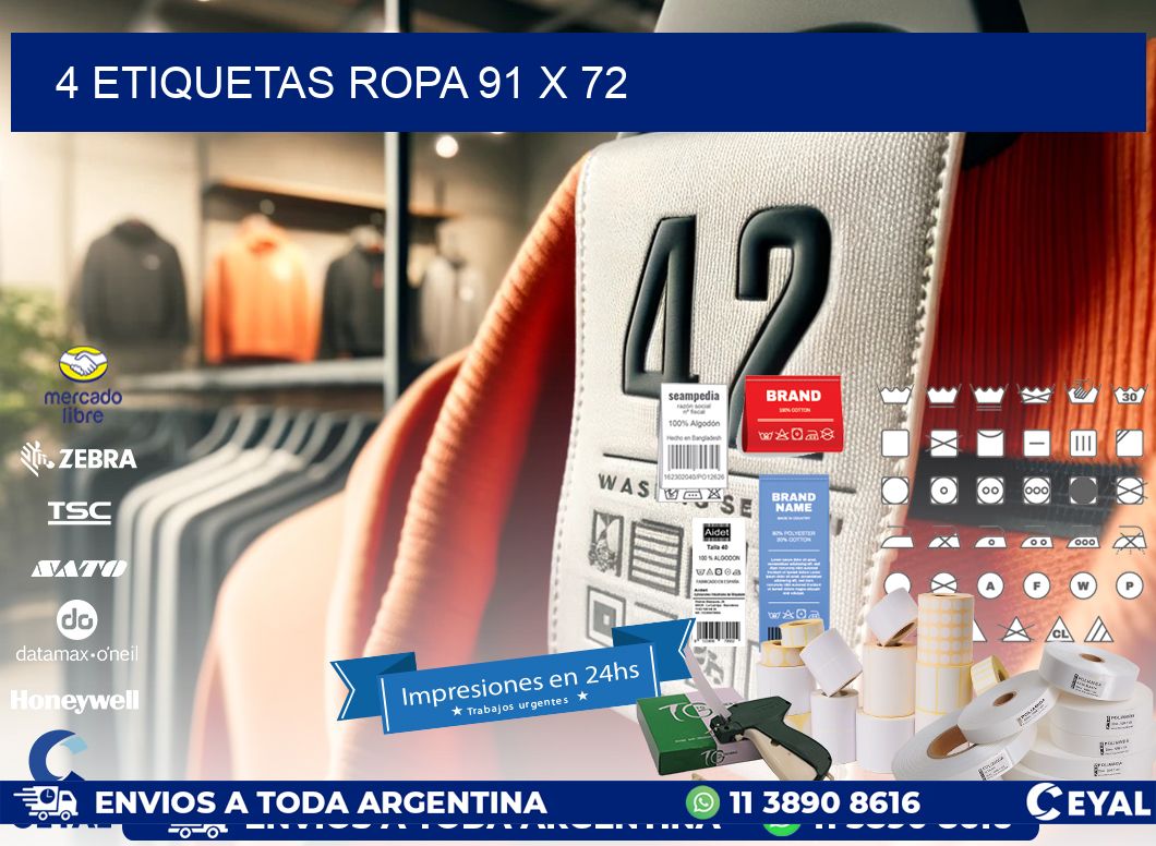 4 ETIQUETAS ROPA 91 x 72