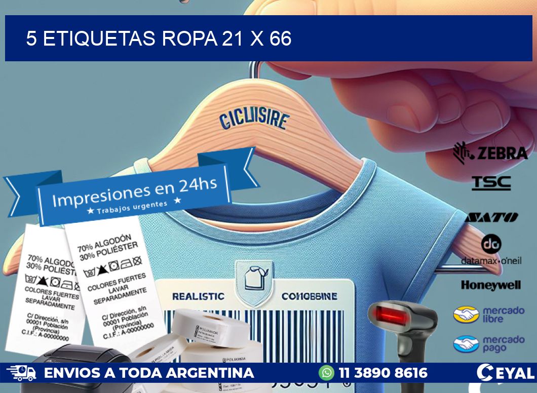 5 ETIQUETAS ROPA 21 x 66