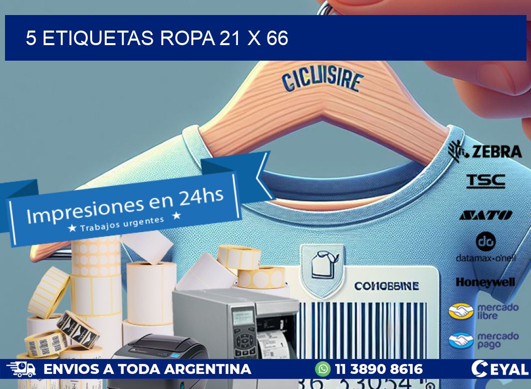 5 ETIQUETAS ROPA 21 x 66