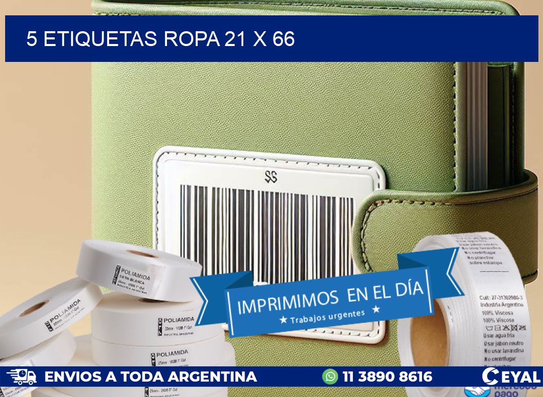 5 ETIQUETAS ROPA 21 x 66
