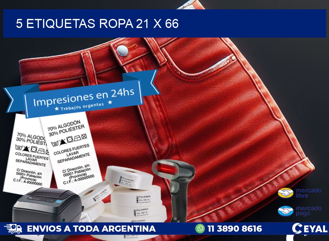 5 ETIQUETAS ROPA 21 x 66
