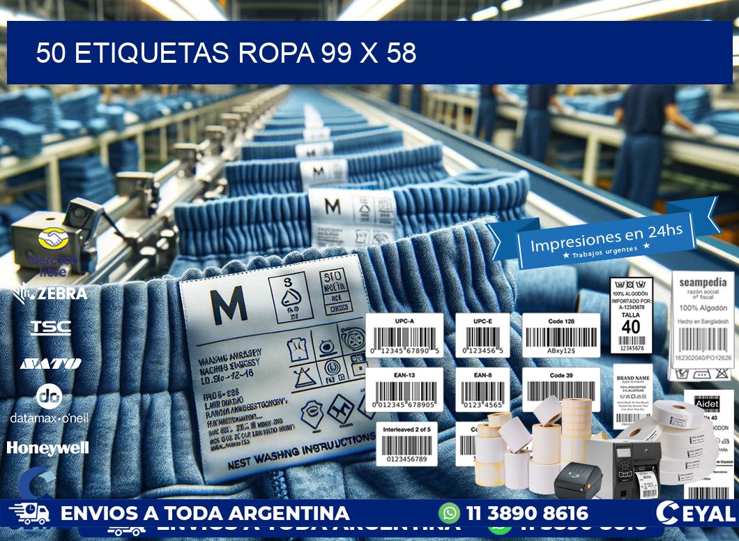 50 ETIQUETAS ROPA 99 x 58