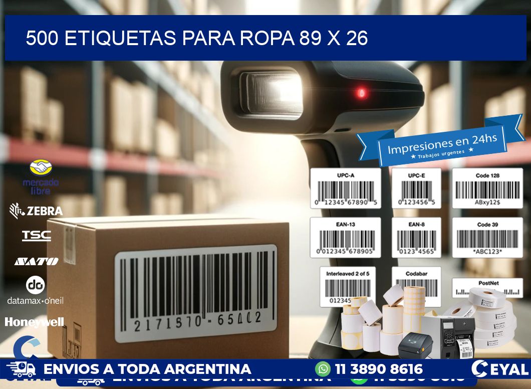 500 ETIQUETAS PARA ROPA 89 x 26