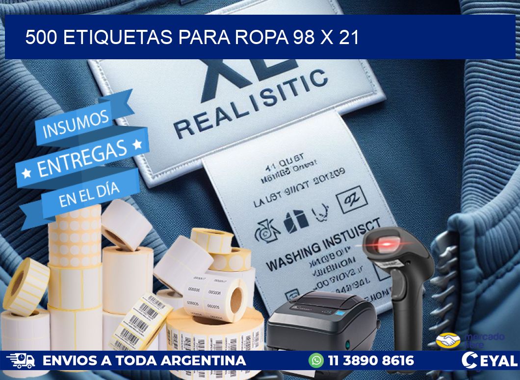 500 ETIQUETAS PARA ROPA 98 x 21