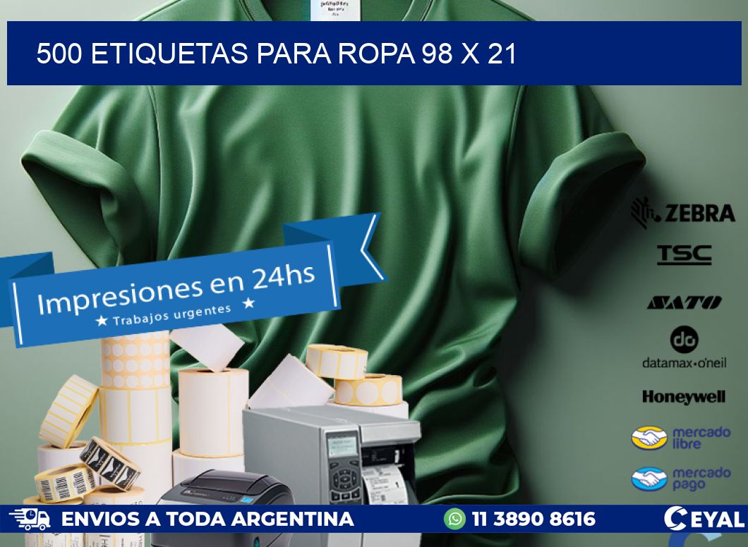500 ETIQUETAS PARA ROPA 98 x 21