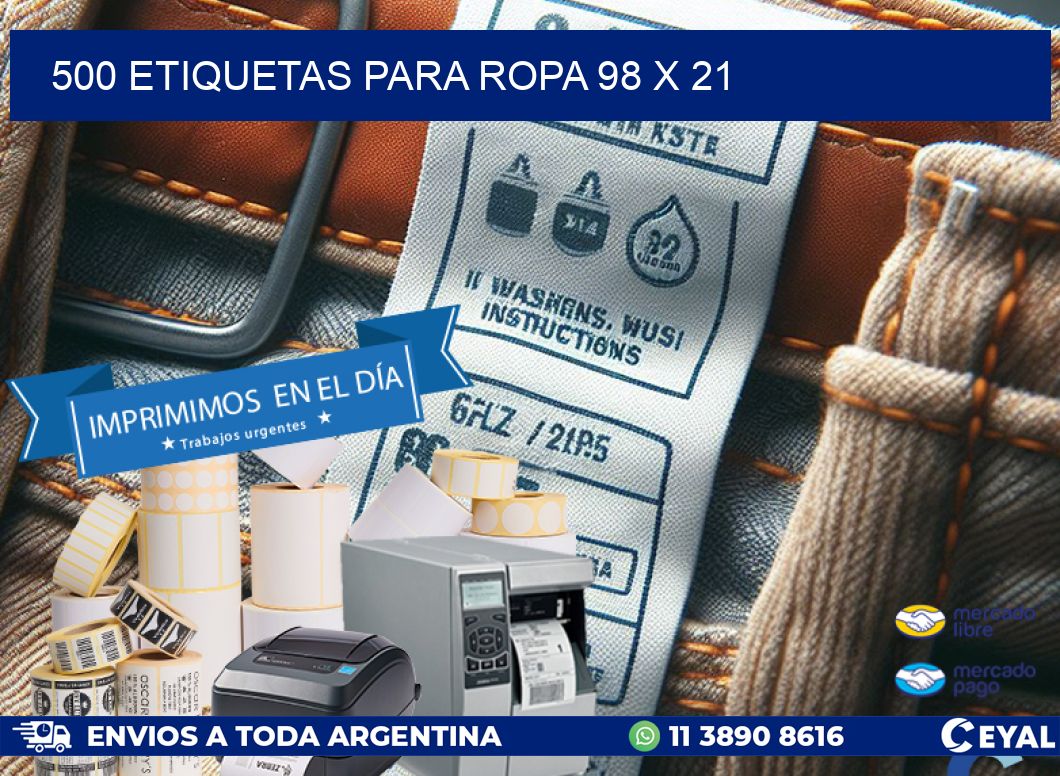 500 ETIQUETAS PARA ROPA 98 x 21