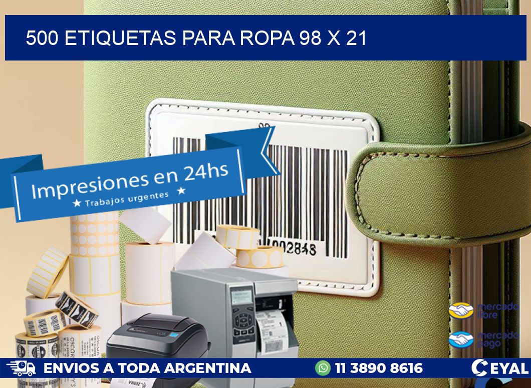 500 ETIQUETAS PARA ROPA 98 x 21