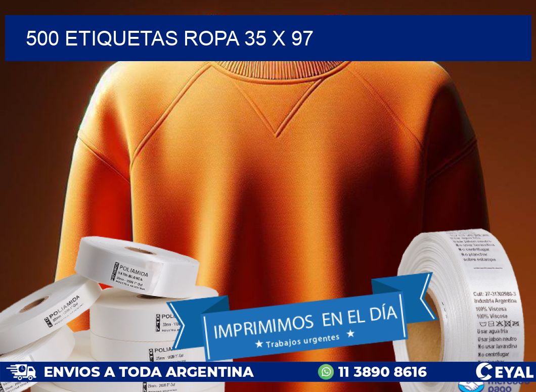 500 ETIQUETAS ROPA 35 x 97