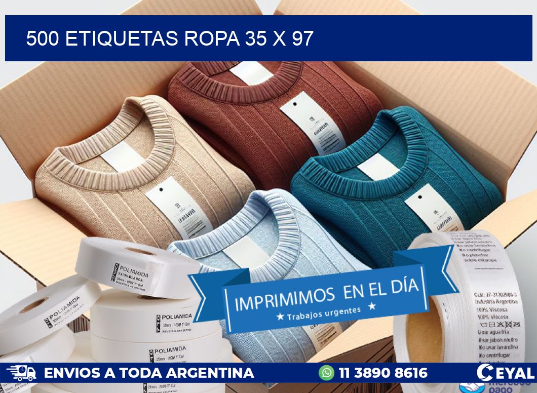 500 ETIQUETAS ROPA 35 x 97