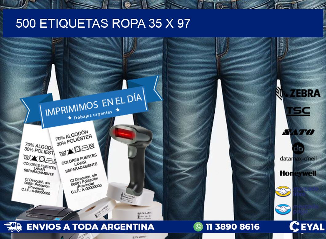 500 ETIQUETAS ROPA 35 x 97