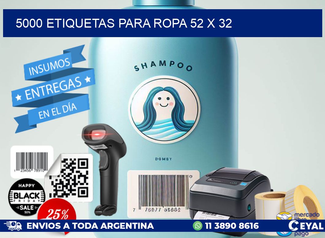 5000 ETIQUETAS PARA ROPA 52 x 32