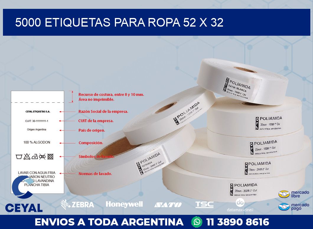 5000 ETIQUETAS PARA ROPA 52 x 32