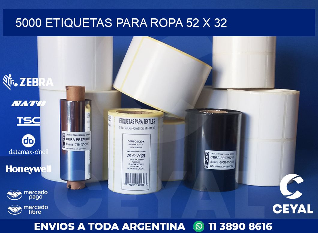 5000 ETIQUETAS PARA ROPA 52 x 32