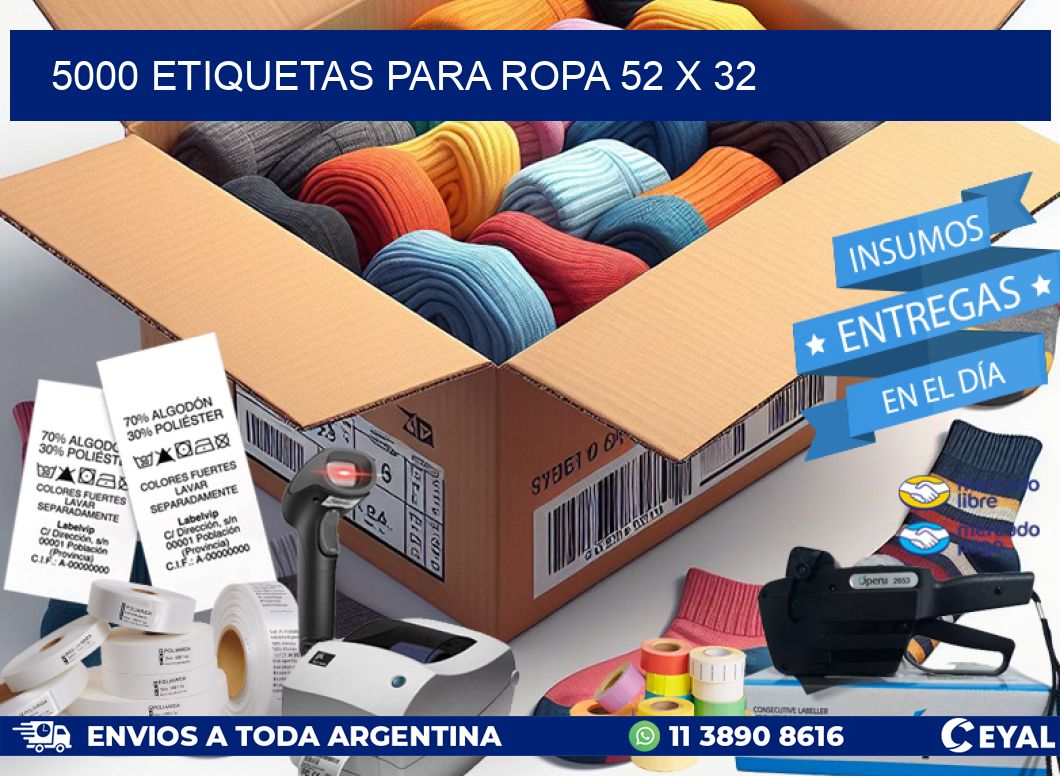5000 ETIQUETAS PARA ROPA 52 x 32