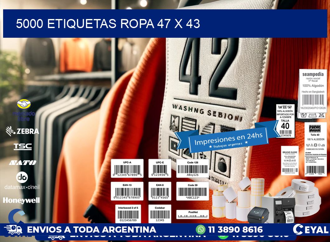 5000 ETIQUETAS ROPA 47 x 43