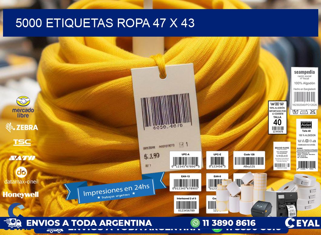 5000 ETIQUETAS ROPA 47 x 43